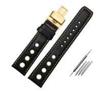 chenming Cuir 1853 adapté for la série de courses sportives PRS516 T91 bracelet de montre couche supérieure 20mm adapté au bracelet de montre chopin(Black yellow gold)