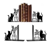 CHENNAN 2 pièces Créativité Serre-Livres en Forme de Chat, Serre-Livres Hidden Cat Couleur Support de Livres, Robustes et Antidérapants, pour étagère, Bureau, Maison, école, bibliothèque (Noir)