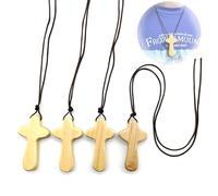 CHENNAN 4 Pièces Crucifix en Bois Mini Croix Pendentif, Petite Croix en Bois à Main Avec Cordon pour Communion Religieuse, Baptême, Cadeau de prière, Convient Aux Hommes et Aux femmes
