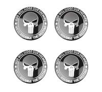 CHENNAN 4 Pièces Insigne Couvercle de Jante Autocollant Noir Capuchon de Roue Autocollant Flexible Crâne Autocollants Universel pour Cache Moyeu Facile à Utiliser pour Décorer Les Roues de Voitures