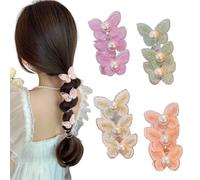 CHENNAN 4 pièces Tresses Papillons Cheveux Ties en spirale Accessoires, Bandes de cheveux tressées en fil de téléphone, Élastiques à cheveux en fil téléphonique for femmes et filles (Style 1)