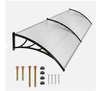 chennnls Auvent pour porte de maison, 200x90 cm, Polycarbonate transparent, Auvent en toit plat, Auvent en toit plat incurvé, Aluminium, Protection solaire et pluie pour l’entrée de la maison à l