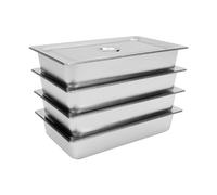 Chennnls Lot de 4 contenants à nourriture avec couvercles, récipients de maintien au chaud pour grillades, Chafing Dish rectangulaire en acier inoxydable pour grillades, pour buffet et traiteur