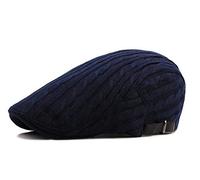 Chennuo Casquette Plate Homme Hiver Warm en Laine Tricoté Beret Chapeau(5Couleur 56-60cm) (Bleu)
