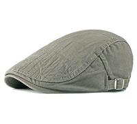 Chennuo Retro Béret Casquette Plate en Coton Homme Reglable Chapeaux Souples Visière 55-61cm (Vert armée)