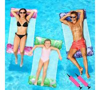 Chennyfun 5 Pcs Kit de Bouée Gonflable Flottant Hamac, avec 2 Pompe à Air, PVC Matelas Gonflable Chaise Longue, Jouet de Piscine pour Adulte Enfant Tanning Plage Partie Vacances