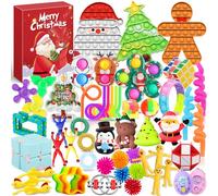 Chennyfun 53 Pcs Calendrier de l'Avent de Noël, Calendrier de l'Aventde Noël 24 Jours avec Jouets Anti-stress pour Soulager le Stress et l'Anxiété, Cadeau de Noël Surprise pour Garçons et Filles