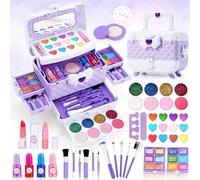 Chennyfun 53 Pcs Maquillage Enfant Jouet Filles, Lavable Malette Maquillage Jouet pour, Valise Beauté pour Enfant, Cadeau de Noël Anniversaire Jouet pour Princesse Fille 3 4 5 6 7+ Ans