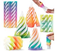 Chennyfun 6 Pièces Impossible Cone, 3D Imprimé Spiral Cone Fidget Toy, Jouet de Cône en Spirale, Pyramid Passthrough Sculpture Jouet, Stress Relief Toys Décorations de Bureau pour Enfant Adulte