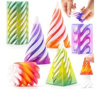 Chennyfun 6Pcs Impossible Cone, 3D Imprimé Spiral Cone Fidget Toy, Impossible Cone Pyramid Jouet en Spirale, Jouet en Spirale Imprimé en 3D, Décoration de Bureau pour Enfants et Adultes