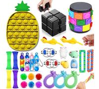 Chennyfun Fidget Sensory Toy Set, 30PCS Jouet Anti-Stress Kit, Cube Magique Ananas Jouets Anti-Stress Jouet à soulagement du Stress pour Enfants avec Soulagement de l'anxiété,Autisme et TDAH