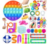 Chennyfun Fidget Sensory Toy Set, 30PCS Jouet Anti-Stress Kit, Infinite Cube Jouets Anti-Stress Jouet à soulagement du Stress, Mochi Toys, pour Enfants avec Soulagement de l'anxiété,Autisme et TDAH