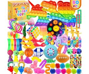 Chennyfun Fidget Sensory Toy Set, 80PCS Jouet Anti-Stress Kit, Infinity Cube Licorne Jouets Anti-Stress Jouet, à soulagement du Stress pour Enfants avec Soulagement de l'anxiété,Autisme et TDAH