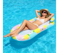 Chennyfun Hamac Flottant Piscine, Hamac Gonflable Piscine avec Son Motif Ananas, Hamac d'eau Gonflable, Pliable Flottantes Hamac Flotteur Ultraléger, pour Adultes Enfants Plage Partie Vacances