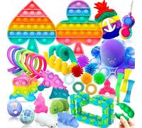 Chennyfun Lot de 36 jouets sensoriels pour soulager l'anxiété et le stress pour autisme, couleurs arc-en-ciel, pieuvre relaxante cadeau d'anniversaire pour enfants et adultes