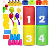 Chennyfun Sports Day Kit, 38 Pièces Ensemble de Jeux D'extérieur Fournitures, Course en Sac, Course À 3 Pattes, Course Aux Oeufs, Jeu De Lancer Sacs De Fèves, pour Fête, Ecole, Family