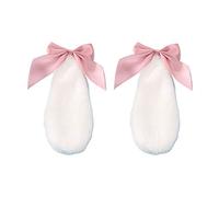 Chenpaif pinces à cheveux, Kawaii femmes filles pince à cheveux mignon lapin lapin en peluche oreilles Lop épingle à cheveux couleur bonbon ruban bowknot Cosplay accessoires pour cheveux oreilles de lapin blanc farine de de lotus arc