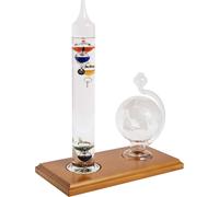 ChenQuanSarl-00795A2 Lot De 3 Thermomètres Galileo Avec Baromètre En Verre, Baromètre, Verre/Bois
