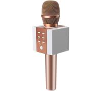 ChenQuanSarl-008 Microphone Sans Fil Bluetooth Karaoké, Plus Fort Volume 10W Puissance, Plus De Basse, 3-En-1 Portable Poche Double Haut-Parleur Micro Machine Pour Android/Pc (Rose)