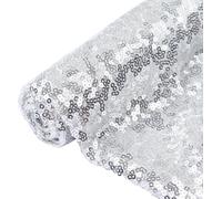 Chenquansarl-1 Yard Paillettes Tissu Brillant Argent Paillettes Nappe Glamour Pour Table De Mariage/Dessert, 125cm Largeur-Plus De Couleurs Disponibles