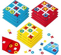 Chenquansarl-12 Pieces Jouet Éducatif, 12 * 12cm Jeu De Mini Jeux De Société Pour Cadeau, Jeu De Tic Tac Toe Jeu De Société En Feutre Pour Cadeau, Interaction Parent-Enfant (Rouge, Bleu, Jaune)