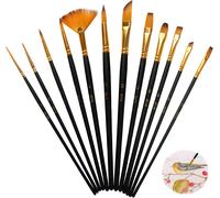 Chenquansarl-12 Pièces Pinceaux Peinture Acrylique, Pinceau De Peinture À L'huile Lot De Art Pinceaux En Nylon Plume Lisse Pour Les Peintures Acryliques Aquarelles Huiles Et Gouaches