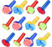 ChenQuanSarl-15 Pièces Kit Peinture Enfant Éponges De Peintur Pinceau En Mousse Tampon Peinture Enfant Pour Dessin Tampons De Peintures Éponge, Pour Peintures Art Artisanat Poterie Graffiti (5 Styles
