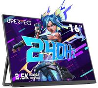 ChenQuanSarl-16"" 2.5K 240Hz Écrans Portable Avec Béquille 2560X1600 Qhd 100% Dci-P3 400 Nits 240Hz Gaming Monitor 1Ms Mprt Adaptive Sync, Hdr, Anti-Flicker/Glare, Low Blue Light, Vesa Mount, Hdmi 2.1