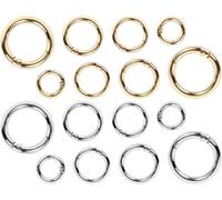 Chenquansarl-16 Pièces Mousqueton Rond,Petit Mousqueton En Métal,Anneau Mousqueton En Alliage De Zinc,Anneaux Fendus À Ressort Robustes,Porte-Clés À Joint Torique,Pour Sac À Dos Porte-Clés(Or Et Argen