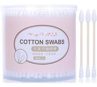 Chenquansarl-1box (300pcs) Blanc Pointe En Spirale En Bois Tube Double Tête Antibactérien Coton Écouvillon Bourgeon Nettoyage Stérile Simple Bâtons Boule Oreilles Oeil Fard À Paupières Remover
