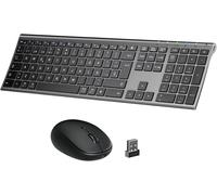 ChenQuanSarl-2.4G/Bluetooth Teclado Y Ratón Dk03-Qwerty Español Usb Teclado Ratón Inalámbrico Con Batería Recargable, D ño Ergonómico, Tamaño Compacto, Delgado Y Fino, Conexión Estable