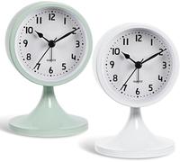 ChenQuanSarl-2 Pcs Réveil Analogique Rétro Sans Tictac, Tischuhr Analog, Horloge De Table Silencieuse Sans Tic Tac, Métal Horloge De Table, Fonctionne À Piles Für Schlafzimmer Büro Wohnzimmer Deko Mo