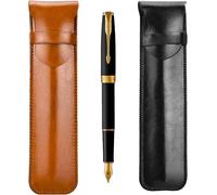 Chenquansarl-2 Pièces Étui À Stylo En Cuir Rétro, Porte-Stylo Pochette Fait Main, Étui Pour Stylo Plume En Cuir, Pour 1-3 Stylos, Couverture Souple Pour Stylo, Pour Apple Pencil, Stylo À Bille, Style