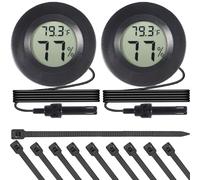 ChenQuanSarl-2 Pièces Mini Thermomètre Hygromètre Rond Digital Avec Sonde Avec Sonde Affichage Lcd De La Température Et De L'Humidité Avec Attache-Câble En Nylon Pour Incubateur Reptile Plant Terrari