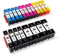 ChenQuanSarl-20 Cartouches D'Encre Compatibles Avec Puce Pour Imprimante Canon Pixma Mg 5100 5150 5200 5250 5300 5350 6150 6250 8150 8250 / Canon Mx 715 885 895 Ip4850 Ip4950 4 X Pgi-525Bk Noir 4 X C
