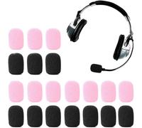 ChenQuanSarl-20 Pièces Bonnette Pour Micro-Cravates, Microphone, Pare-Vent Et Anti-Projection En Mousse Anti Bruit, Pour Casque Audio Et Micro-Casque, Pare-Br Pour Mini, Protecteur De (Noir + Rose)