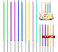 Chenquansarl-20 Pièces Bougies D'anniversaire, Bougie Longue Couleur Arc En Ciel Happy Birthday Cake Topper, Bougies De Gâteau D'anniversaire Bougies Cupcake Pour La Décoration De Fête De Mariage D'a