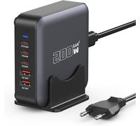 ChenQuanSarl-200W Chargeur Usb C Multiple, 5 Ports 3 Usbc Et 2 Usba Chargeur Rapide Gan Iii, Station De Charge Pd+Qc, 100W Type C Laptop Adaptateur Compatible Avec Macbook Pro/Air/Iphone 15/16/Galaxy