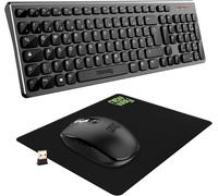 ChenQuanSarl-2024 Neu - Rf02 Wireless 2,4 Ghz Tastatur Maus Pack Mit Matte - Deutsche Tasten (Qwertz) 105 Tasten 13 Multimedia-Tastenkombinationen - Maus 6 Tasten - Usb-Empfänger - Schwarz
