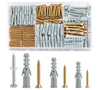 ChenQuanSarl-228 Pcs Cheville Beton Et Vis Autotaraudeuses, Cheville Parpaing Creux Et Vis Beton, Chevilles Murales, Chevilles Charge Lourde Et Visser Pour Fixations Plaques De Plâtre Mur De Briques