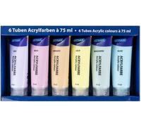 Chenquansarl-28629 Lot De 6 Tubes De Peintures Acryliques Pastel 75 Ml, À Base D'eau, Mat, Haute Opacité Et Couleur, Résistantes À La Lumière, Séchage Rapide Et Imperméables