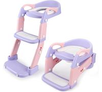 Chenquansarl-3 In I Reducteur Toilette Enfant, Adaptateur Toilette Enfant Avec Marche, Rehausseur Toilette Enfant Réducteur Toilette Avec Coussin, Hauteur Réglable Pliable, Antidérapante,Adaptateur W