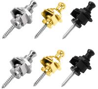 ChenQuanSarl-3 Paires Boutons De Verrouillage De Sangle De Guitare Pour Guitare Basse, Boucles De Sangles De Guitare Antidérapantes(Or, Argent, Noir)
