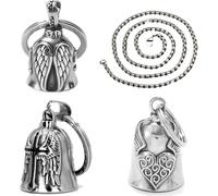 Chenquansarl-3 Pièces Clochette Moto Guardian Ride Bell, Clochette Moto En Acier Inoxydable Avec Chaîne, Guardian Bell Pour Motards, Mari, Porte-Bonheur (Argent)