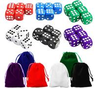 ChenQuanSarl-30 Pièces Dés,6 Face Dés Avec Sacs,Dés De Jeu De 16 Mm,Dés Multicolores,6 Couleurs, Pour Tenzi, Farkle, Yahtzee, Bunco Or Enseignement Des Mathématiques,Table Jeux,Pour Les Activités De