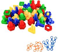 ChenQuanSarl-32 Pcs Shape Sorting Toy, Colour Matching Shapes Nuts And Bolts Stacking Toys, Educational Sensory Screwing Toys For Kids, Non-Toxic Safe Materials Building Toys