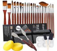 Chenquansarl-32 Pièces Pinceaux Acrylique, Set D'artiste Professionnel En Nylon Pour Peinture À L'huile, Aquarelle Et Gouache