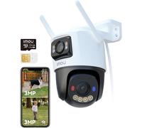 ChenQuanSarl-4G Lte Caméra Surveillance Extérieure À Double Objectif, 3K(3Mp+3Mp) Camera Avec Carte Sim, Détection Humaine/Véhicule, Suivi Automatique, Vision Nocturne Couleur 30M, Ip66, Micro Sd 64G