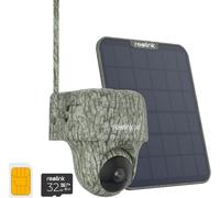 ChenQuanSarl-4K Caméra Surveillance 4G Lte Extérieure Sans Fil, Go Ranger Pt + Panneau Solaire + Carte Sd 32 Go, 360° Ptz, Audio Bidirectionnel, Détection De L'Animal, Accès À Distance, Vision Noctur