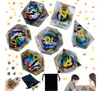 Chenquansarl-5 Pièces Jeu De Dés Polyédriques Dnd, Dés De Jeu De Table, Jeu De Dés Dnd Pour Donjons Et Dragons, Dés D&d En Résine À Noyau Liquide Flottant D4 D6 D8 D10 D12 D20 D%(Avec Sac De Rangemen